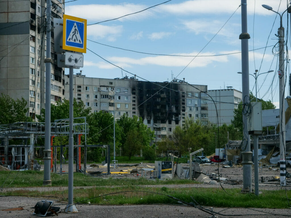 A block of flats in Kharkiv-Saltivka - Diana Spichak fled from here with her family.