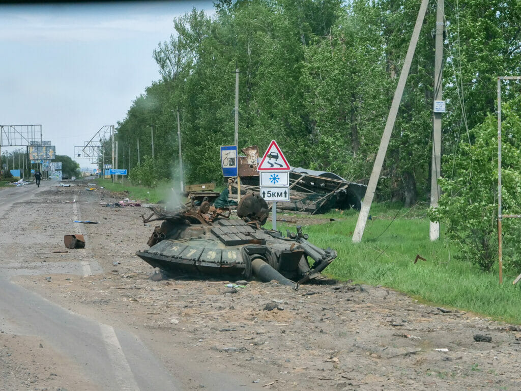 War damage in Tsykurny.